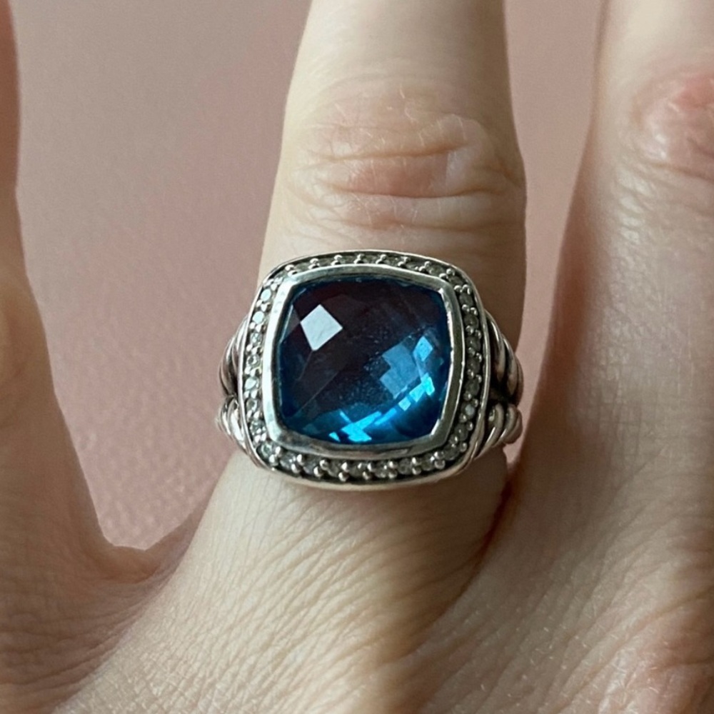 David Yurman Blue Topaz Abion Ring 11mm